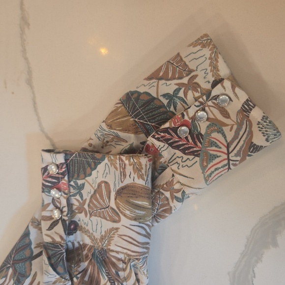 Western Aloha Floral Rodeo Rockabilly Pearl Snap Long Sleeve Shirt Medium Mens - Picture 6 of 10